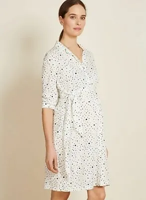 £79 • Buy Isabella Oliver Freya Maternity Shirt Dress White Polka Dot Spot Size 3/UK 12