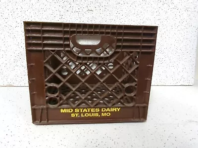 Mid States Dairy Plastic Milk Crate St Louis Missouri MO Vintage Brown VTG • $25