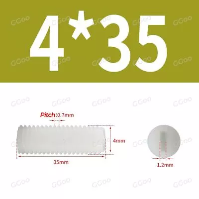M3 M4 M5 M6 M8 M10 M12 White Nylon Slotted Flat Point Grub Set Screws DIN 551 • $58.79