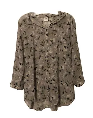 Cabi Blouse Shirt Top Womens Size Small Floral Sheer Button Collar 3/4 Sleeve • $32.50