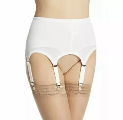 Crepe Suzette Garter Open 6 Strap White Garter Belt   • $13.50