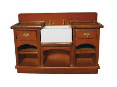 Dolls House Belfast Sink Walnut Colour Kitchen Furniture Miniature 1:12th Scale • £19.29