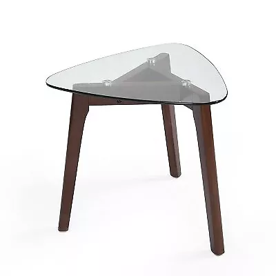 Wasco Mid-Century Modern End Table With Glass Top Walnut - Christopher Knight • $44.99