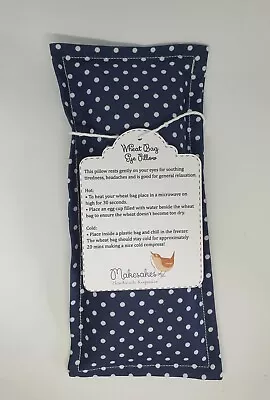 Handmade Wheat Lavender Eye Pillow Navy Polkadot Yoga Stress Relief Puffiness • £7.49