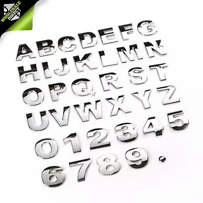 3d Letters Numbers Chrome Metal Self Adhesive Badge Emblem Home Door Cars Auto • £1.49