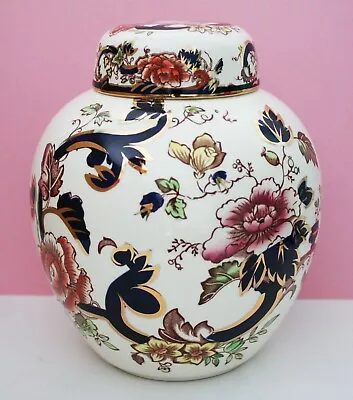 Masons Mandalay Ironstone Blue Multicolored Lidded Ginger Jar 6.75 Inches • £18