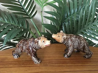 Vintage Victoria Ceramics Brown Grizzly Bear Porcelain Salt & Pepper Shaker Set • $17.85