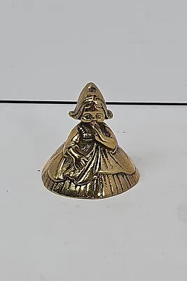 Vintage Solid Brass Dutch Girl Holland In Bonnet Hand Bell 2  Tall • $9.99