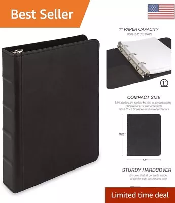 Premium Black Leather Binder - Professional Organizer - 1 Inch Rings - 5.5 X 8.5 • $32.99