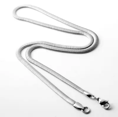 Stainless Steel Silver Flat Snake Herringbone Chain Necklace Women Men 16-24'' • $3.95