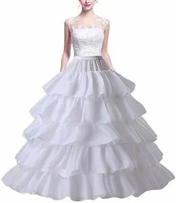 Women 4 Hoop 5 Layer Wedding Petticoat Crinoline Skirt Ball Gown Slip Underskirt • $20.90