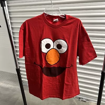 Men’s Y2K Sesame Street Elmo Face Red Short Sleeve T-Shirt Size X-Large XL Vtg • $7.50