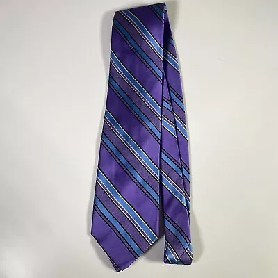 Robert Talbott Neck Tie Silk XL Extra Long Purple Blue Striped Designer • $27.99