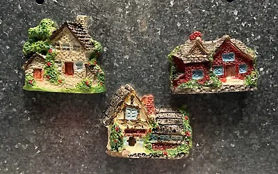 Lot Of 3 Cottage House Ceramic Village 3D Fridge Magnet Hand Painted Price • $9.99