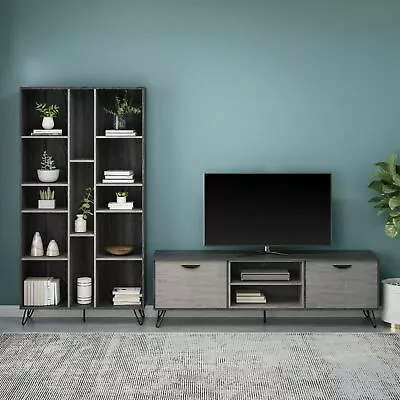 Faithe Mid Century Modern 2 Piece TV Stand & Bookcase Set • $446.76