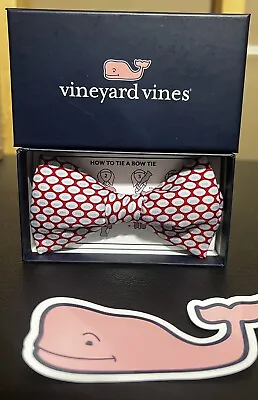 Vineyard Vines Bow Tie One Size Mini Footballs Silk Lighthouse Red New In Box • $34.95