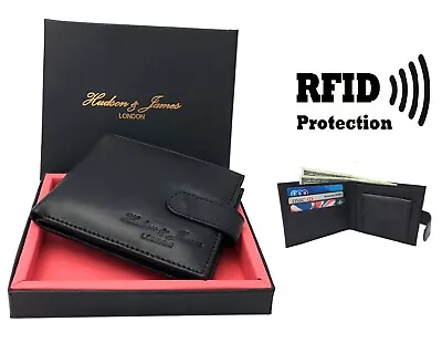 Mens Designer Leather Wallet RFID SAFE ID Protection Contactless Card Blocking • £5.75