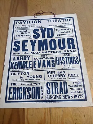 1941 PAVILLION THEATRE LIVERPOOL POSTER SYD SEYMOUR LARRY KEMBLE Music Hall • £18