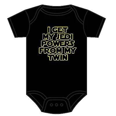 Star Wars Baby Grow Jedi Powers From My Twin 0-18 Months Baby Shower Gift New • £8.69