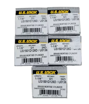 5-PACK US Lock 1-1/8 In. Yale Cam D1 Keyway Chrome KA2 Mortise Cylinder • $44.99
