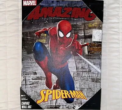 Amazing SpiderMan Canvas Wall Art Tufted Appliqué/11in Wx 15in H X 1.5in D/New • $30