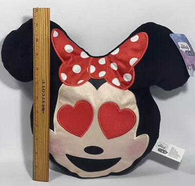 DISNEY Minnie Mouse Emoji Plush VALENTINES Hearts Stuffed Toy Pillow 14  NWT • $9.99