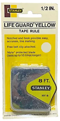 Vintage STANLEY Life Guard Yellow MY8 8' Mylar Clad Tape Measure USA Crafted NOS • $10.99