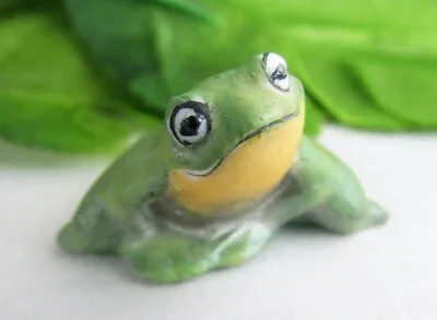 Vintage Miniature Hand Painted Porcelain Smiling Frog 1  Figurine - Too Cute! • $7.99