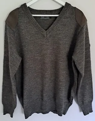 Woolovers British Wool Jumper With Suede Elbow And Shoulder Patches Men's Size L • £20