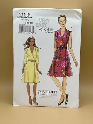 Very Easy Vogue Pattern V8646 Misses Dress Custom Fit Size 6-12 UNCUT FF • $1.99