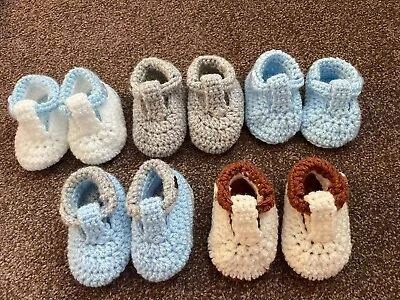 New Hand Crochet Baby T Bar Shoes Size 0-3 Months • £2.50