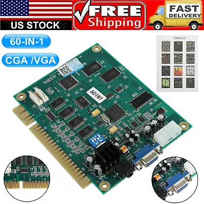 60 In 1 Multicade PCB Board VGA / CGA Output For Classic Jamma Arcade Video Game • $37.99