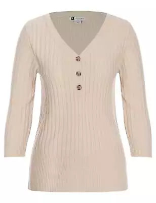 ROCKMANS - Womens Tops -  3/4 Sleeve Button Rib Knitwear Top • $13.24