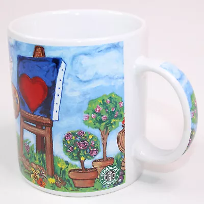 Vintage Starbucks Barista Coffee Mug Cup Artist Cupids Painting Hearts Flowers • $12.50