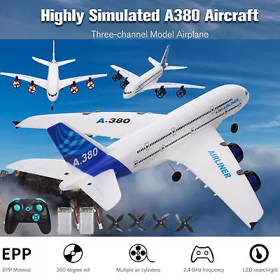 A380 2.4G 3CH RC Racing Airplanes Aircraft Plane EPP LED Searchlight 3xBattery • $80