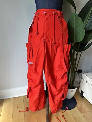 Original UFO Parachute Pants Cargo Orange-Red Small NWT Spell Out • $79