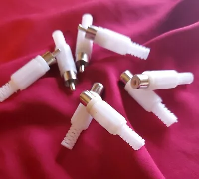 Solderable RCA Plugs Audio Video Economical Connector White (4) Male+ (4) Female • $6.95