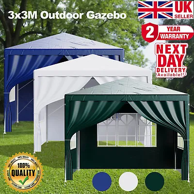 3x3m Gazebo + Sides Garden Marquee Awning Beach Party Camping Tent Canopy 3Color • £50.99