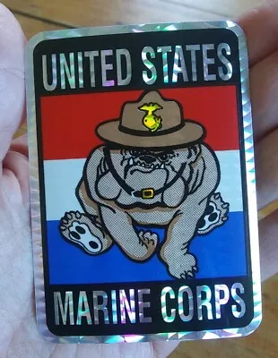 Vintage ~ USMC ~ Marine Corps ~ BULL DOG ~ Reflective Prism Decal Sticker • $7.11