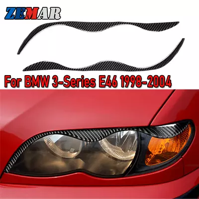 For BMW 3 Series E46 1998-2004 Carbon Fiber Headlight Eyebrow Eyelid Cover Trim • $25.55