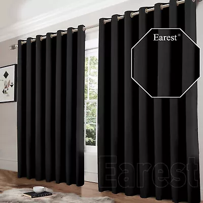 EAREST Thick Blackout Curtains Thermal Eyelet Ring Top Ready Made 2PCS PAIR • £12.99