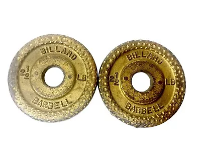 Pair Vintage Billard Barbell 2.5 Lb Standard Weight Plates Dimple Edge Gold • $29.59