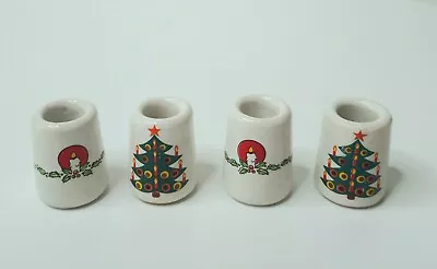 Vintage Set Of 4 Funny-Leuchter Christmas Mini Taper Candle Holders West Germany • $9.26