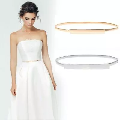 Women Ladies Fashion Skater Leaves Metal Elastic Thin Skinny Belt Waist Band  • £5.45