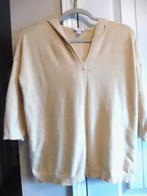 Pure Jill Golden Yellow V-Neck Hoodie Top 3/4 Sleeves Size M • $7.95