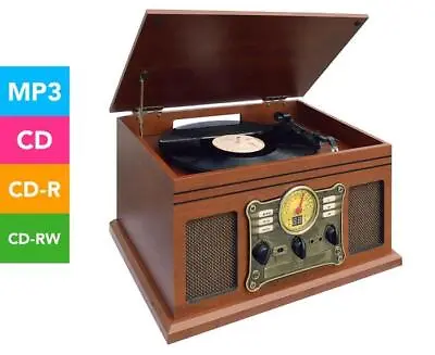 $199 • Buy Vintage Retro Style Record Player Bluetooth Turntable MP3 CD USB AM/FM Radio