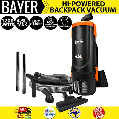 BAYER Backpack Vacuum Commercial Backpack Vacuum Cleaner 4.5L W/ Exhaust Filter • $254.21