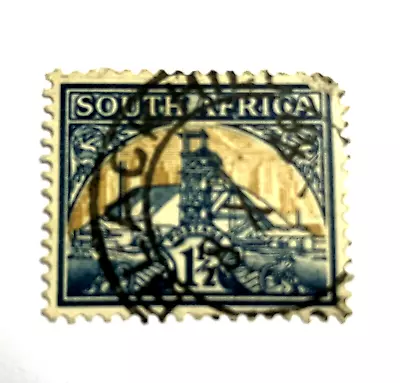 South Africa 1-1/2d Vintage Postage Stamp Multi Color : Featuring Gold Mining • $1.75