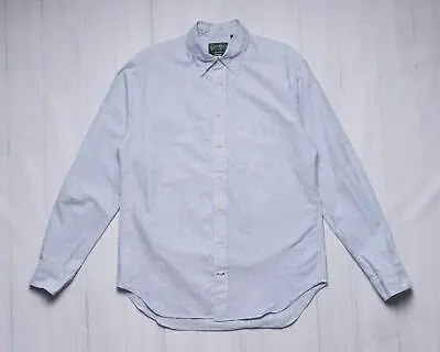 Gitman Vintage $205 Blue White Striped Oxford Button Down Collar Cotton Shirt M • $180