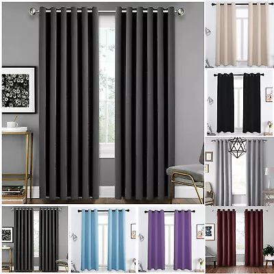 1Pair Blockout Curtains Blackout Window Curtains Fabric Pair Eyelet For Bedroom • $9.45